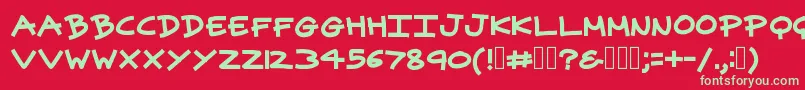 Superpowers-Schriftart – Grüne Schriften auf rotem Hintergrund