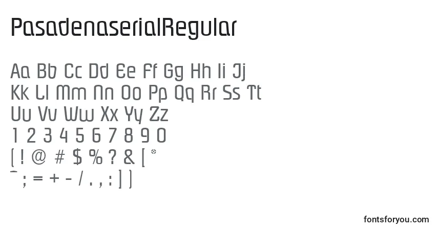 Шрифт PasadenaserialRegular – алфавит, цифры, специальные символы