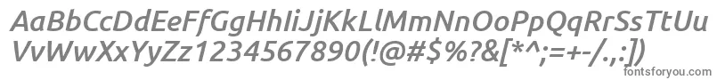 Ubuntu Mediumitalic-fontti – harmaat kirjasimet valkoisella taustalla