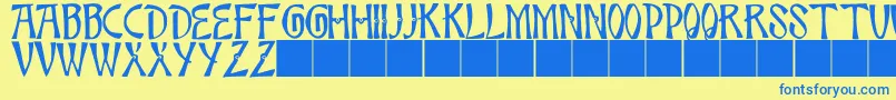 JmhBambooCaps Font – Blue Fonts on Yellow Background