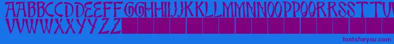 JmhBambooCaps Font – Purple Fonts on Blue Background