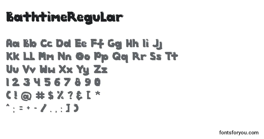 Czcionka BathtimeRegular – alfabet, cyfry, specjalne znaki