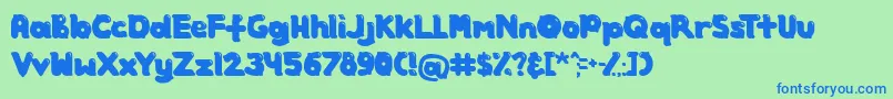 BathtimeRegular Font – Blue Fonts on Green Background