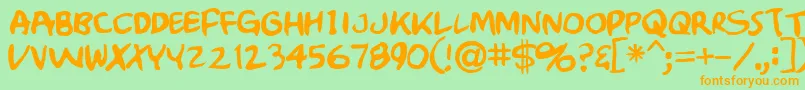 Crumb-Schriftart – Orangefarbene Schriften auf grünem Hintergrund