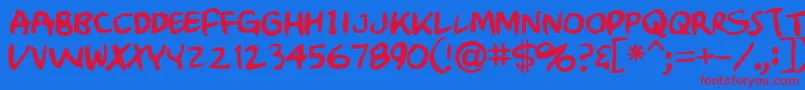 Crumb-Schriftart – Rote Schriften auf blauem Hintergrund