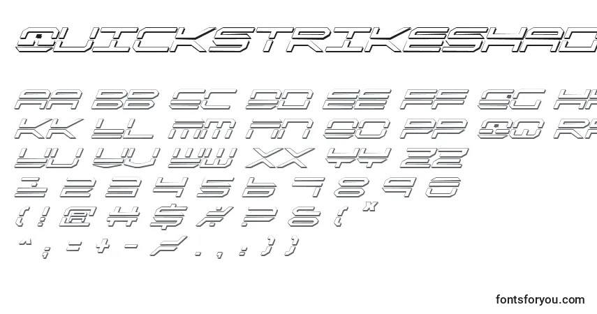 Czcionka QuickstrikeShadowItalic – alfabet, cyfry, specjalne znaki