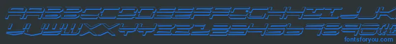 QuickstrikeShadowItalic-Schriftart – Blaue Schriften auf schwarzem Hintergrund