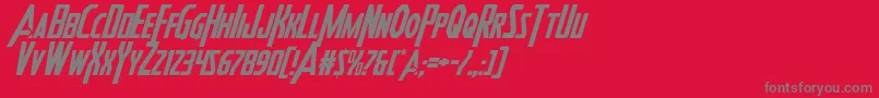 フォントHeroesassembleital – 赤い背景に灰色の文字