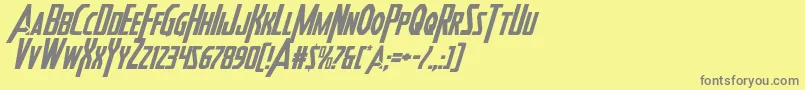 フォントHeroesassembleital – 黄色の背景に灰色の文字