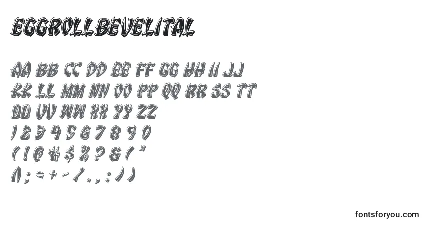 A fonte Eggrollbevelital – alfabeto, números, caracteres especiais