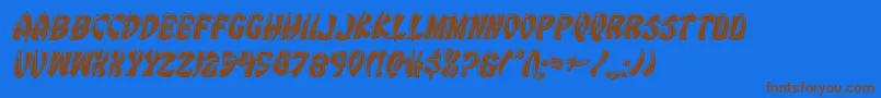 Eggrollbevelital-Schriftart – Braune Schriften auf blauem Hintergrund