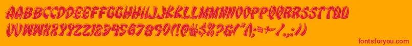 Eggrollbevelital-Schriftart – Rote Schriften auf orangefarbenem Hintergrund