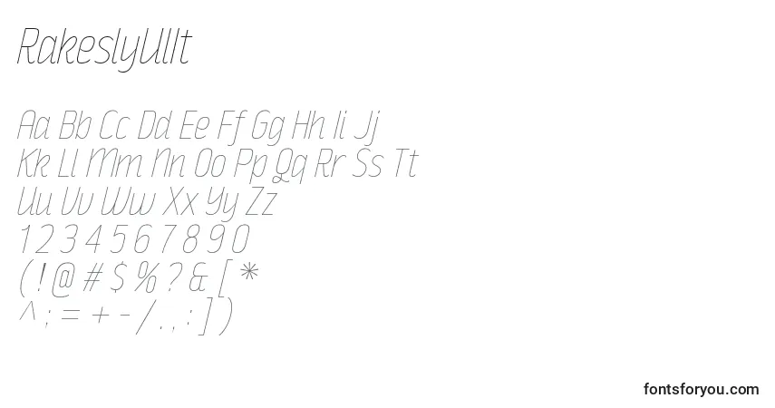 Шрифт RakeslyUlIt – алфавит, цифры, специальные символы