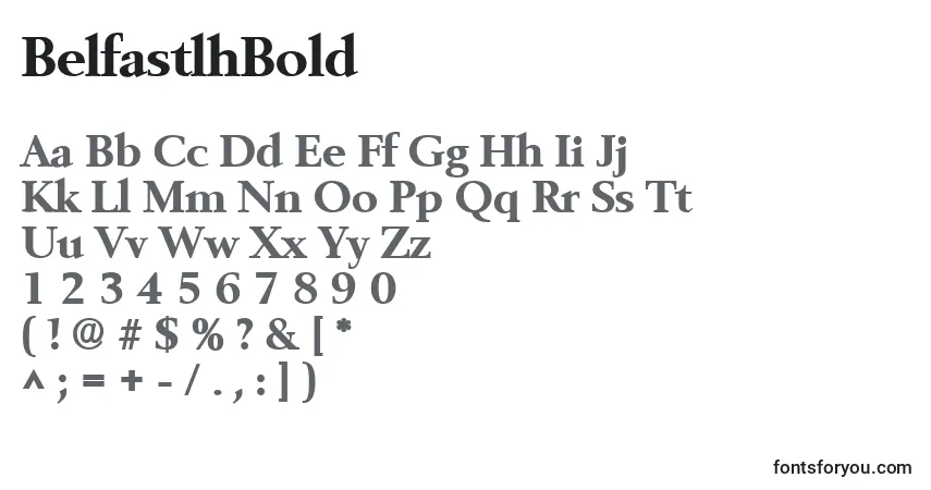 Schriftart BelfastlhBold – Alphabet, Zahlen, spezielle Symbole