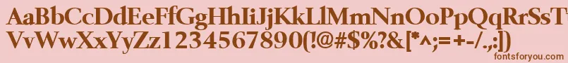 BelfastlhBold-Schriftart – Braune Schriften auf rosa Hintergrund