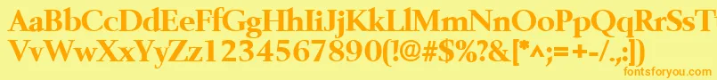 フォントBelfastlhBold – オレンジの文字が黄色の背景にあります。