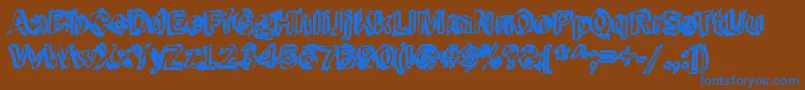 Funky43Bold Font – Blue Fonts on Brown Background