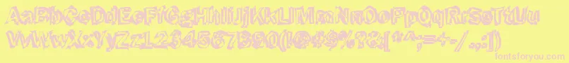 Funky43Bold Font – Pink Fonts on Yellow Background