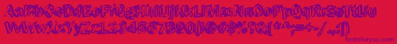 Funky43Bold-Schriftart – Violette Schriften auf rotem Hintergrund