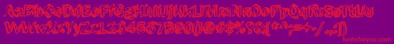 Funky43Bold-Schriftart – Rote Schriften auf violettem Hintergrund