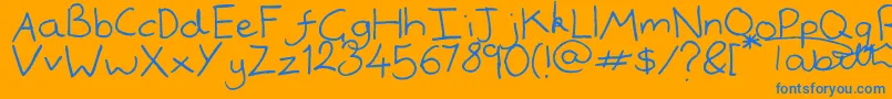 Handwrited Font – Blue Fonts on Orange Background