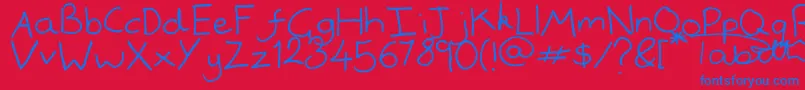 Handwrited-Schriftart – Blaue Schriften auf rotem Hintergrund