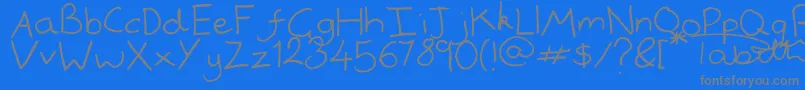 フォントHandwrited – 青い背景に灰色の文字