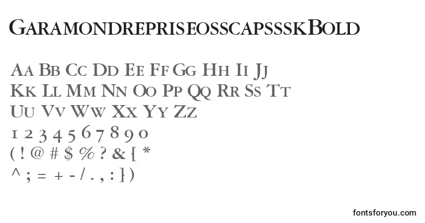 Czcionka GaramondrepriseosscapssskBold – alfabet, cyfry, specjalne znaki