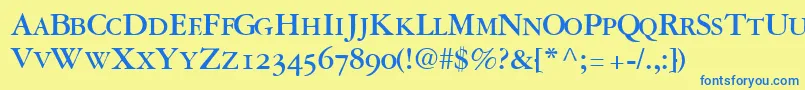 GaramondrepriseosscapssskBold Font – Blue Fonts on Yellow Background