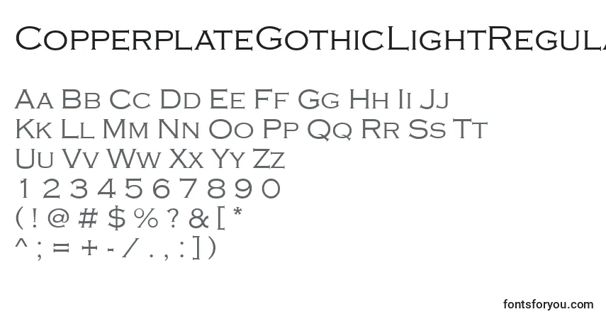Schriftart CopperplateGothicLightRegular – Alphabet, Zahlen, spezielle Symbole