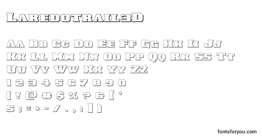 Schriftart Laredotrail3D – Alphabet, Zahlen, spezielle Symbole