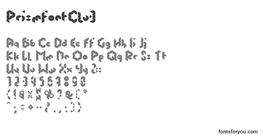 A fonte PrismfontClv3 – alfabeto, números, caracteres especiais