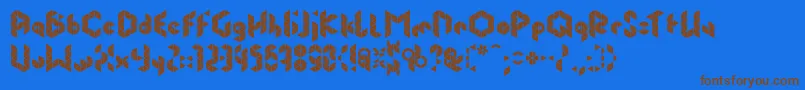 フォントPrismfontClv3 – 茶色の文字が青い背景にあります。