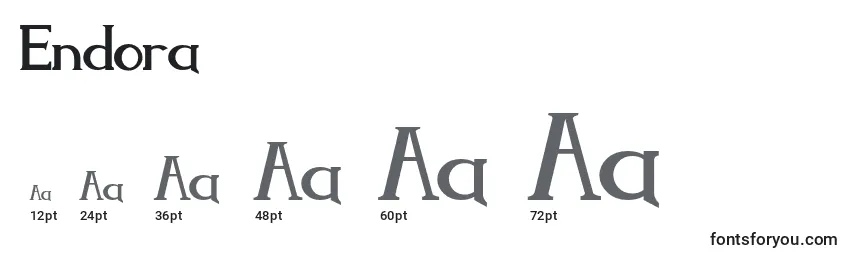 Размеры шрифта Endora