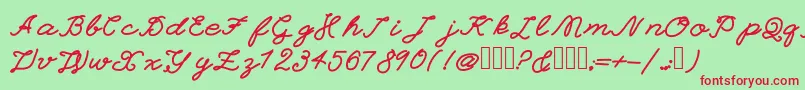 Fonte EinsteinGrand – fontes vermelhas em um fundo verde