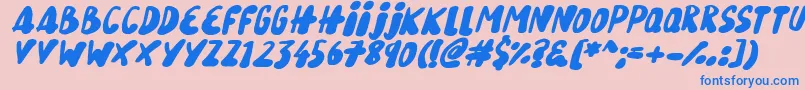 SnowySkiesItalic Font – Blue Fonts on Pink Background