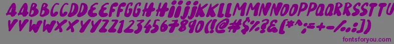 Czcionka SnowySkiesItalic – fioletowe czcionki na szarym tle