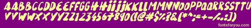 SnowySkiesItalic Font – Yellow Fonts on Purple Background