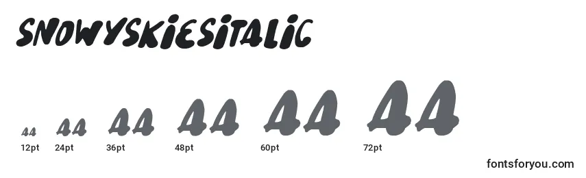 SnowySkiesItalic Font Sizes