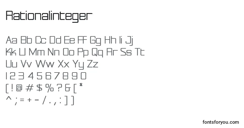 Schriftart Rationalinteger – Alphabet, Zahlen, spezielle Symbole