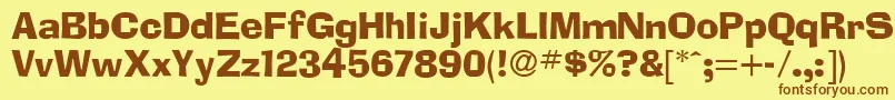 フォントAdlib – 茶色の文字が黄色の背景にあります。