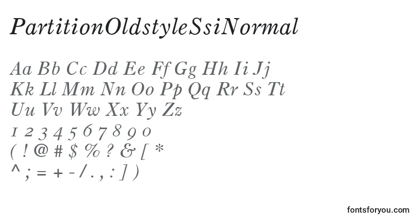 PartitionOldstyleSsiNormal-fontti – aakkoset, numerot, erikoismerkit