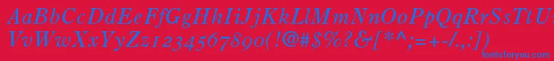 PartitionOldstyleSsiNormal-Schriftart – Blaue Schriften auf rotem Hintergrund