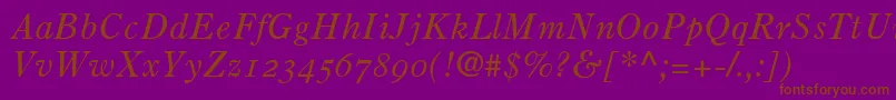 フォントPartitionOldstyleSsiNormal – 紫色の背景に茶色のフォント