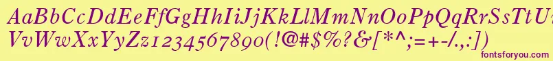 PartitionOldstyleSsiNormal Font – Purple Fonts on Yellow Background