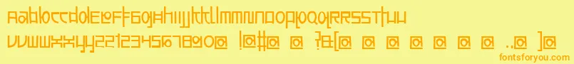 AwesomeSouthKorea-Schriftart – Orangefarbene Schriften auf gelbem Hintergrund