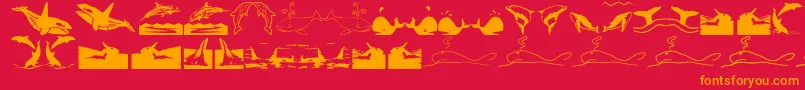 フォントOrcas – 赤い背景にオレンジの文字