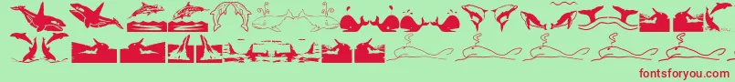 フォントOrcas – 赤い文字の緑の背景