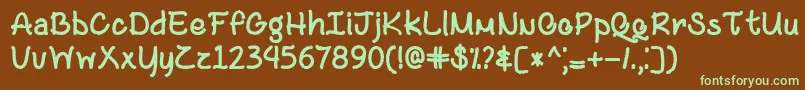 フォントBlackAndBitterCoffeeTtf – 緑色の文字が茶色の背景にあります。