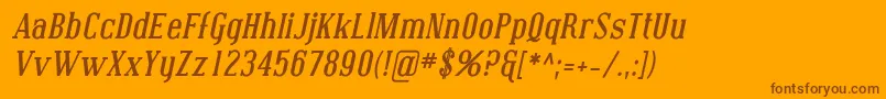 Weitere Informationen zur CovingtonBoldItalic-Schriftart CovingtonBoldItalic-Schriftart – Braune Schriften auf orangefarbenem Hintergrund
